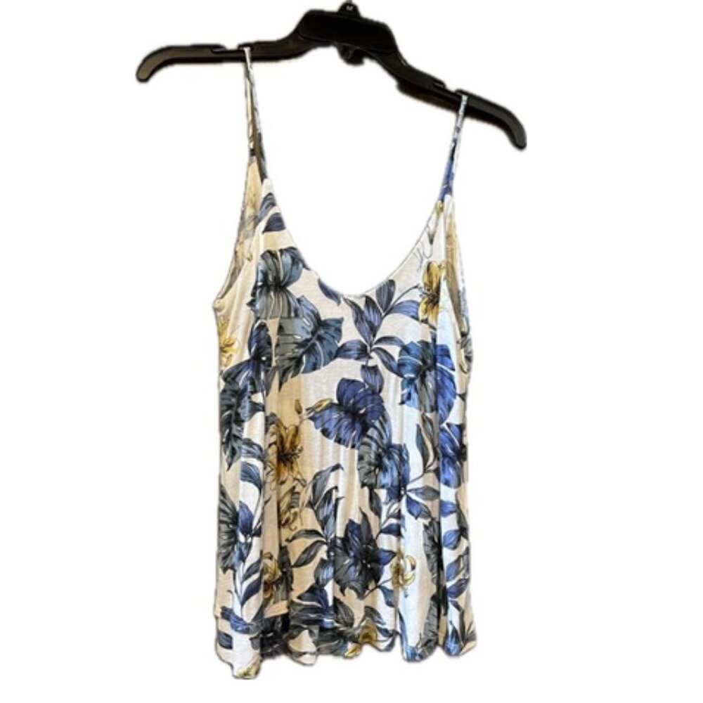 Kim & Cami blue & yellow floral print spaghetti strap cami top small